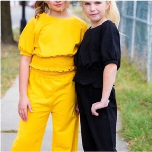 Habitual cropped yellow top and wide leg pants size 10